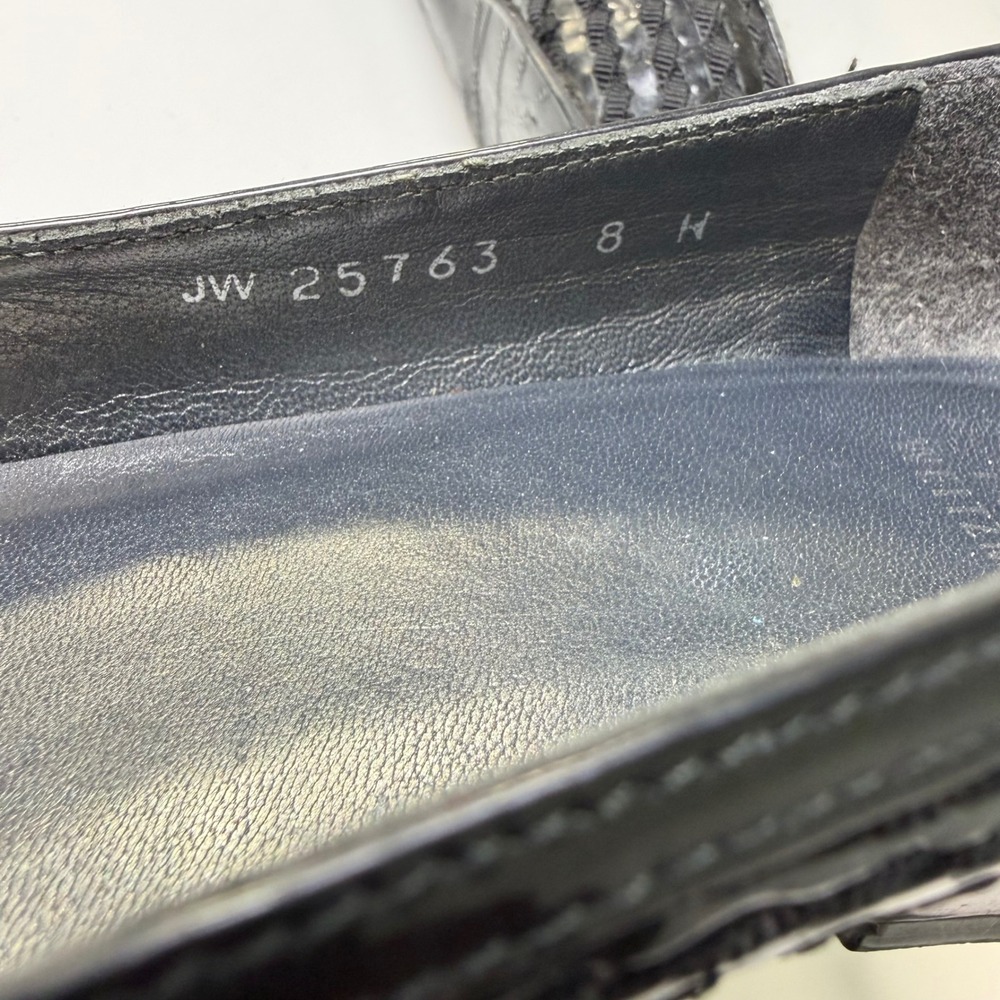 Stuart Weitzman Black Patent‎ Woven Bow Wedge Pumps JW 25763 Size 8 M - Picture 6 of 7
